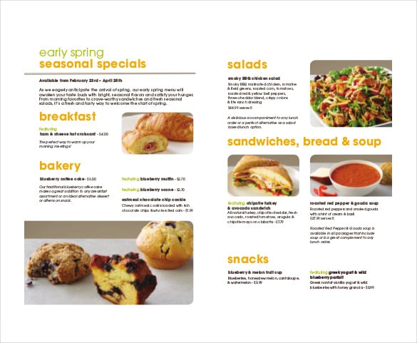 pdf format of catering menu free download