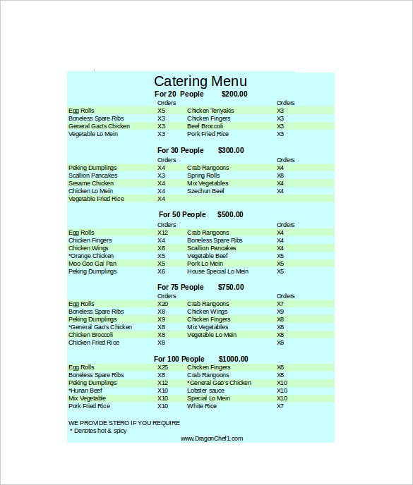 Catering Menu 24+ Free Templates in AI, PSD, Google Docs, Pages