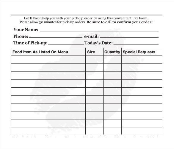 food order delivery form pdf template1