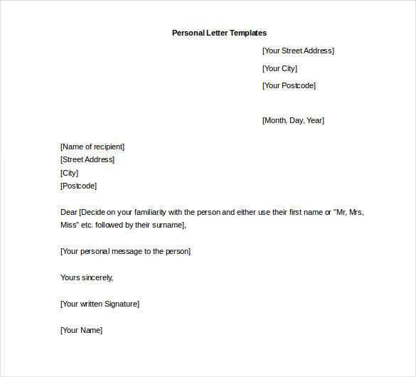 Personal Letter Format Microsoft Word 2094