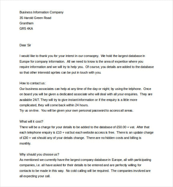 business letter templates