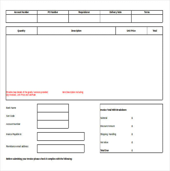 invoice template for delivery order excel form