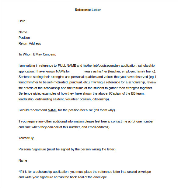 reference letter template