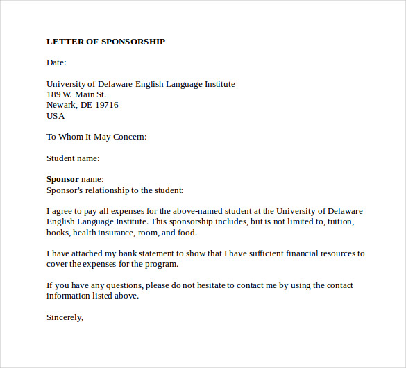 sponsorship letter template