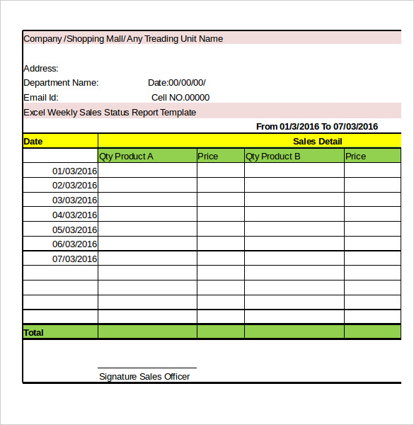 weekly task report template excel