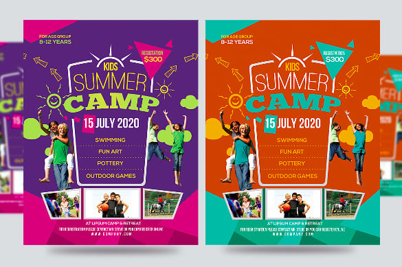 cute kids summer camp flyer template