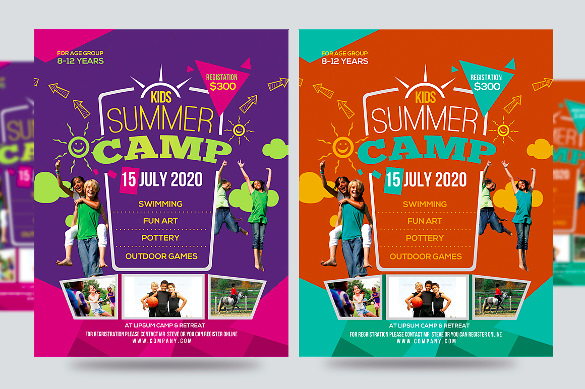 cute kids summer camp flyer template