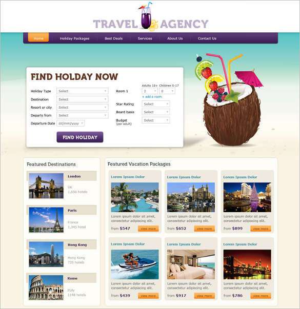 free travel agency php website template