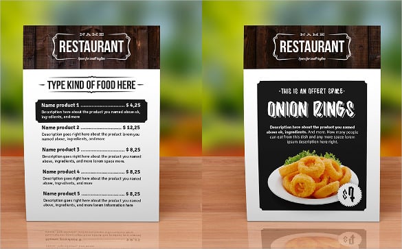 sample elegant food menu template