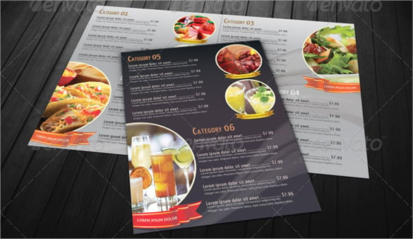 bi fold restaurant food menu psd format download