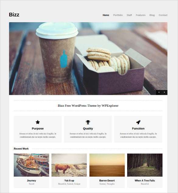 bizz – free minimal business portfolio wordpress theme