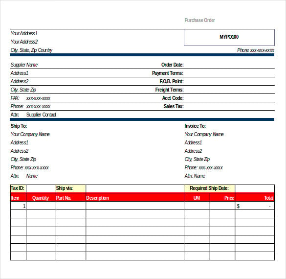 Purchase Order Template - Free Templates