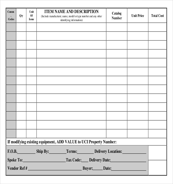 Purchase Order Template - Free Templates