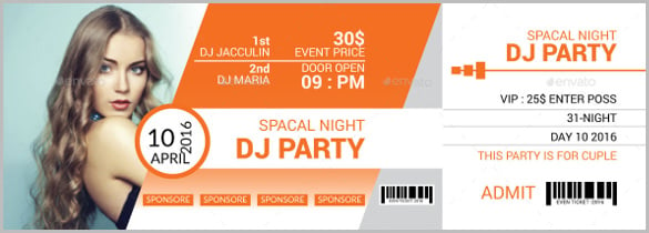 dj party event creative ticket eps format download