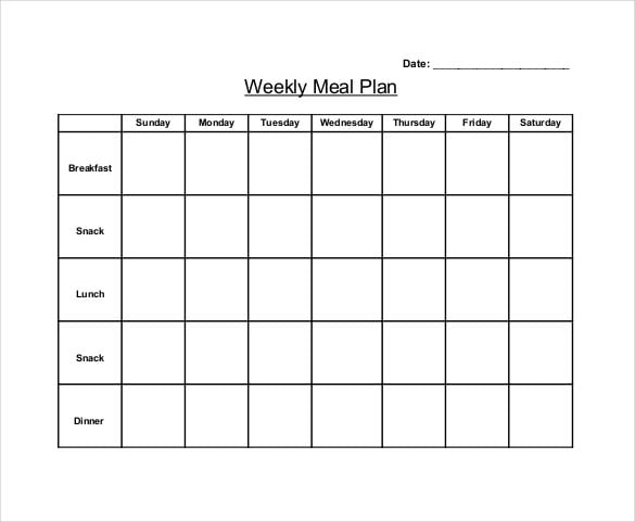 weekly blank menu pdf format download