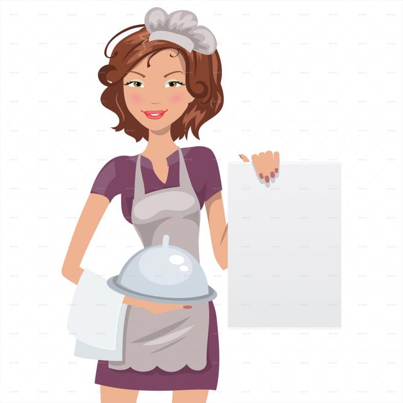 female chef with blank menu vector format download 788x