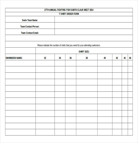 Google Form Templates - Sample Jersey or Uniform Order Form