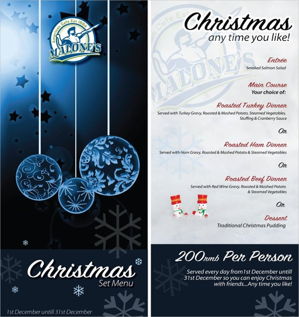 Christmas Menu Template Menu Templates Free Word Templates