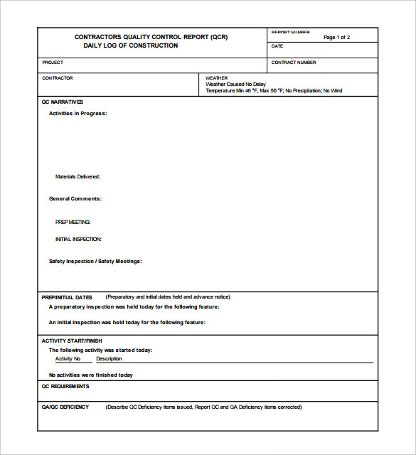 Free Construction Daily Report Template