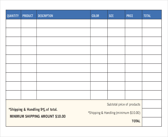 pdf template download for tool sales order form