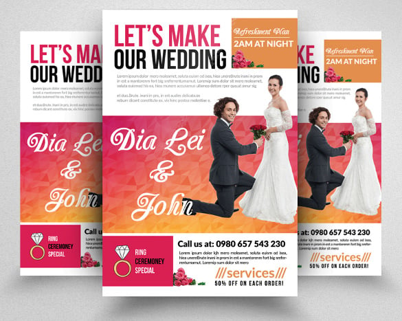 wedding flyer template with couple
