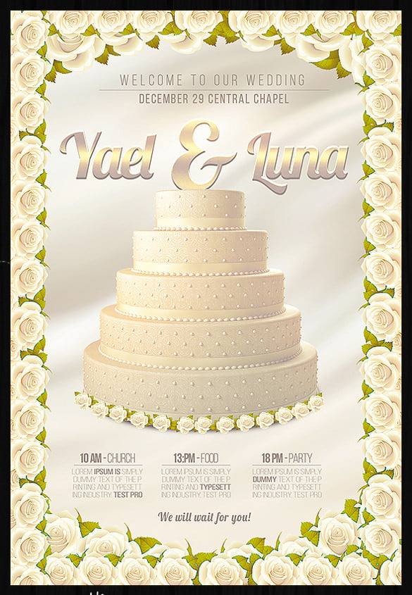 wedding flyer template with cake