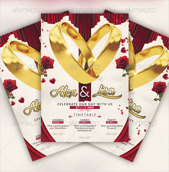 wedding flyer template with rings theme