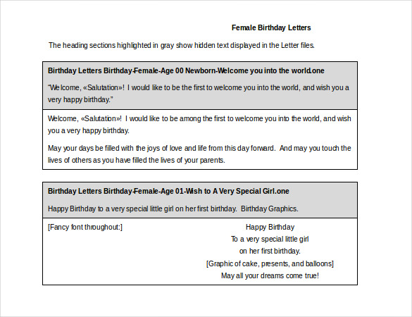 birthday message template