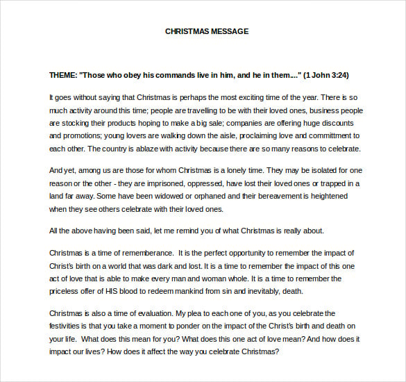 christmas message template