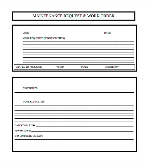 download maintenance work order form template pdf printable