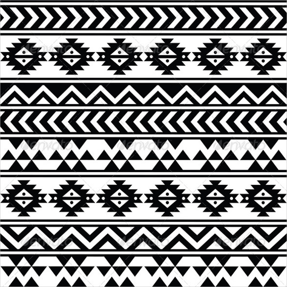 aztec tribal seamless black and white pattern