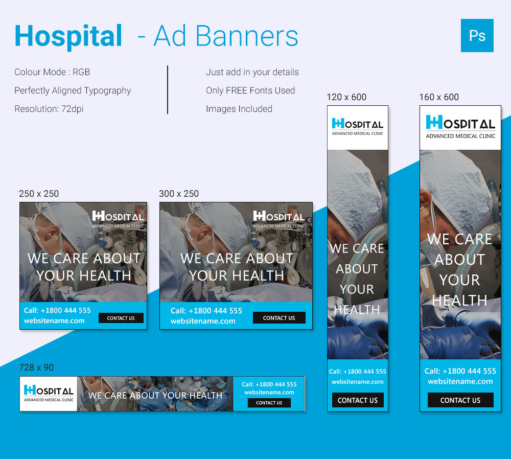 amazing hospital health ad banner download