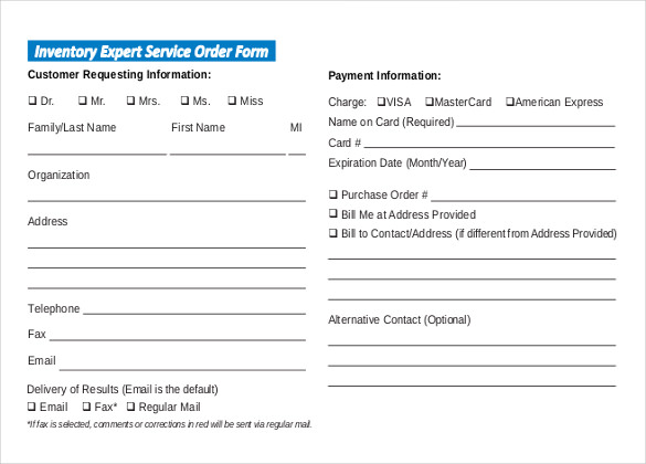 expert service order form