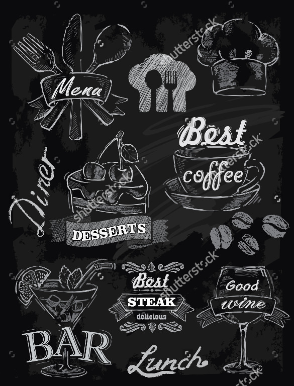 chalk lunch menu set on chalkboard background vector format download