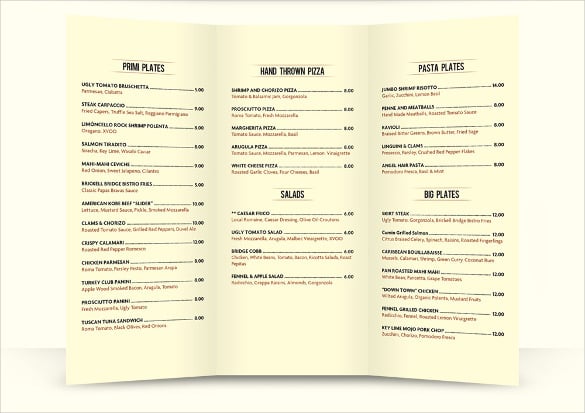 example lunch menu template