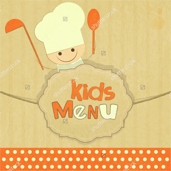 example kids menu with smiling chef template