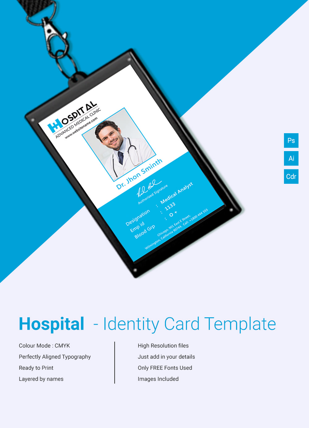 employee id card template psd free download