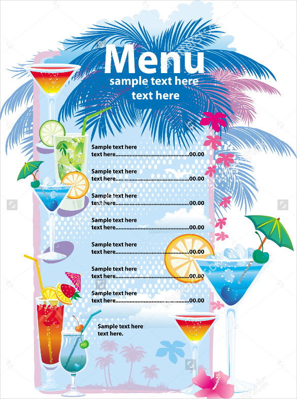 sample cocktail menu download