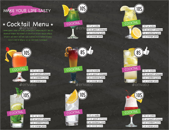 cocktail menu vector eps and ai illustrator format download