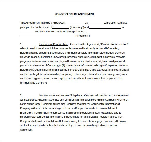 30+ Word Non Disclosure Agreement Templates Free Download Free