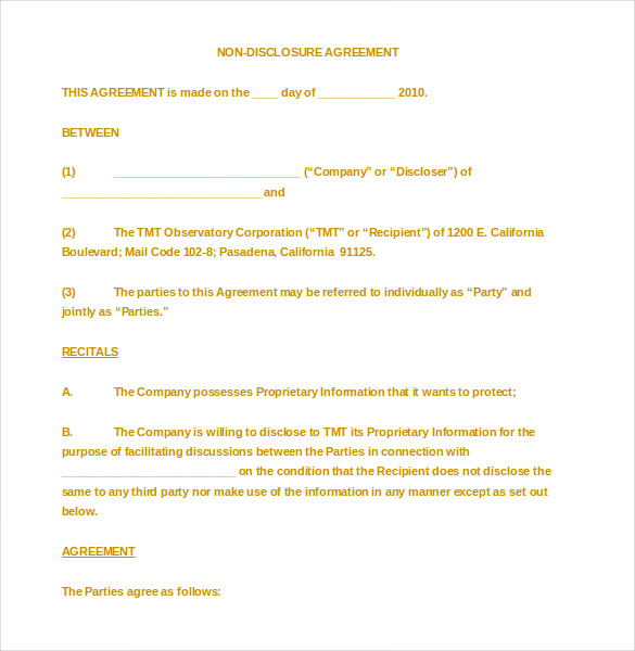 30+ Word Non Disclosure Agreement Templates Free Download