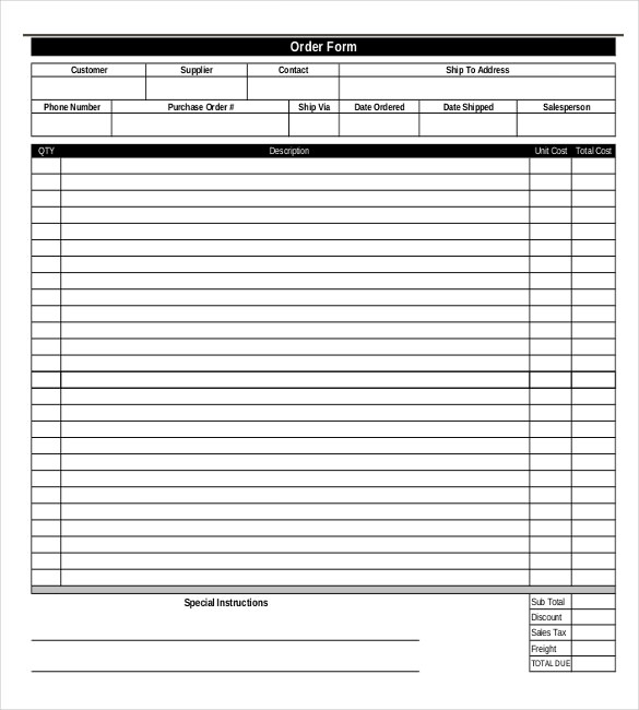 order form pdf template
 9+ Blank Order Form Templates - PDF, DOC, Excel | Free ...