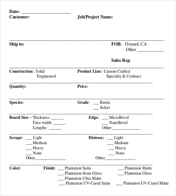 44+ Blank Order Form Templates - PDF, DOC, Excel