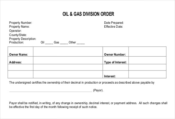 division order model blank form