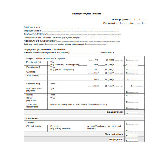 free-doc-employee-pay-slip-template