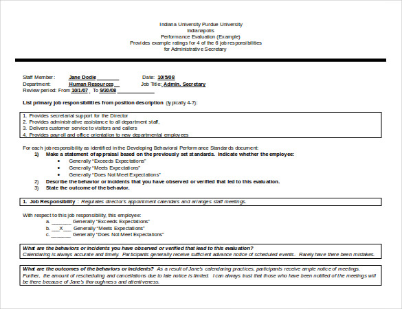 performance evaluation payroll free doc template