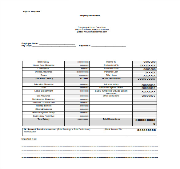 employee payroll free word template