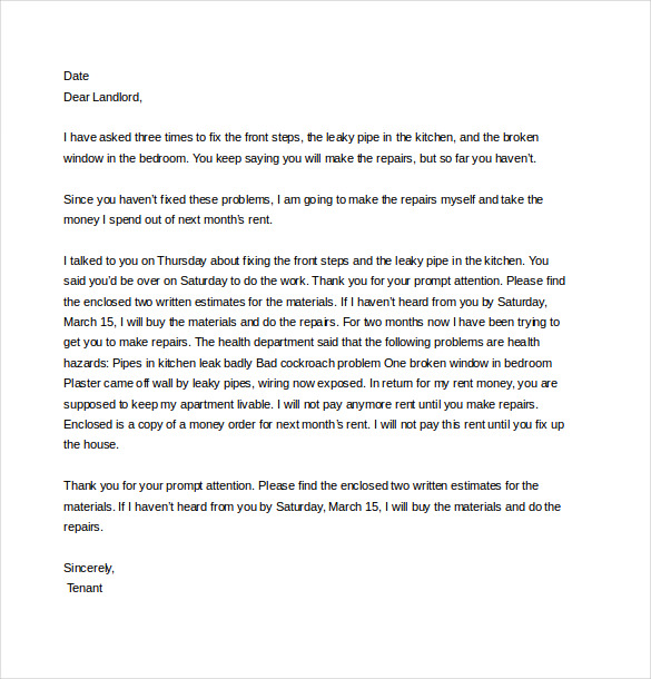 Complaint Letter To Landlord 8 Free Word PDF Documents Download