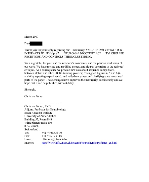 rebuttal response letter