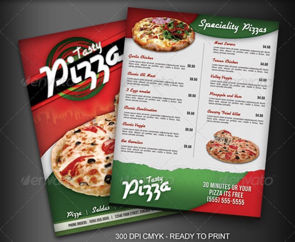 tasty pizza menu template sample download